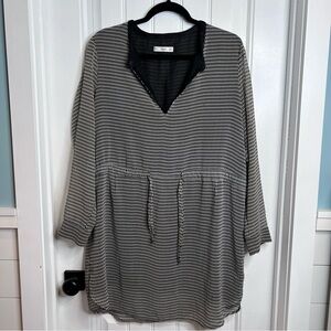 MNG Suit Black White Patterned Sheer Tunic Lined Mini Dress. Size 8.